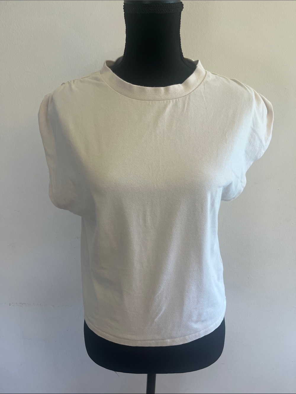 AFRM White Short Sleeve Puff Crewneck Tee